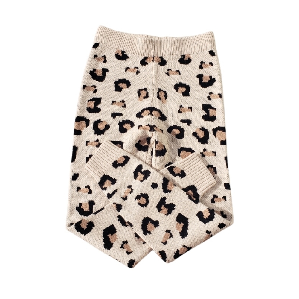 Leopard Print High-Waisted Knit Jogger Pants - Large